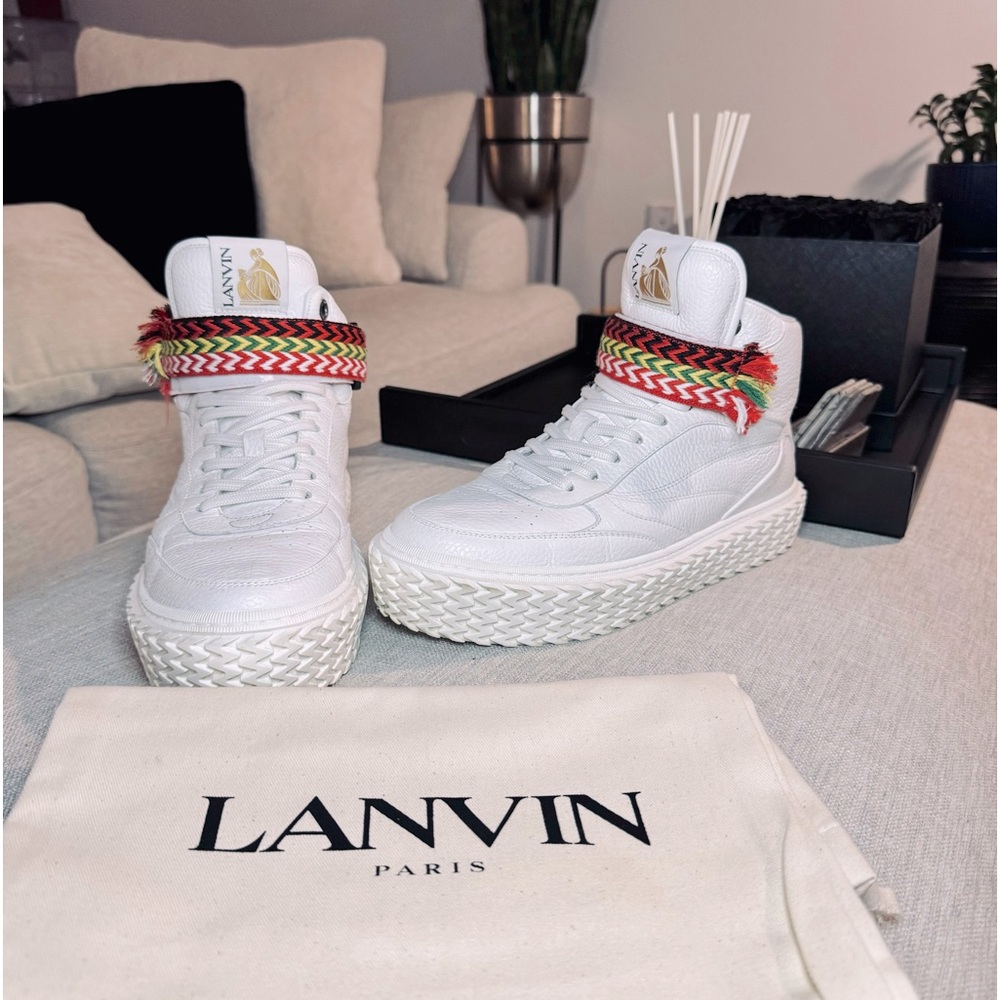 LANVIN men’s leather hightop sneaker.
